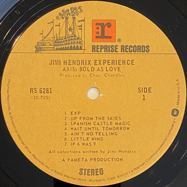 Jimi Hendrix Axis Bold as Love Vinyl Record